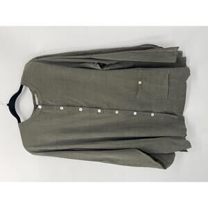 Anne Carson Woman 2X Silk Button-Up Shirt Olive Green Lightweight Pocket